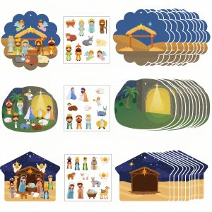 30 Sets Christmas Nativity Ornaments,Christian Hanging Ornaments Bulk for Tree,Religious Christmas Crafts Gifts, Christmas Hanging Decorations for Sunday School, Christian Party Activities
