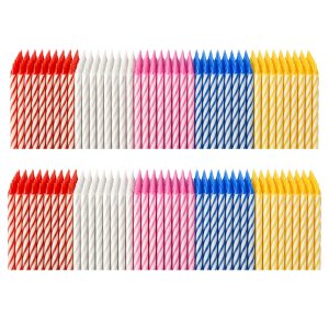 144 Count Birthday Candles Bulk – Birthday Candles for Cake, Mixed Colors Spiral Candles, Unscented Paraffin Wax Party Pack