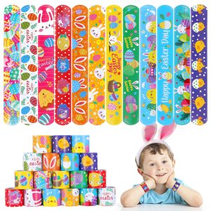 Easter Slap Bracelets Party Favors 36PCS Easter Basket Stuffers for Kids