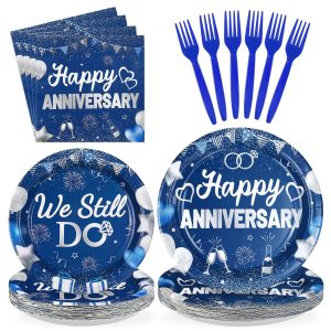 96Pcs Happy Anniversary Party Decorations for Couple Wedding Serves 24