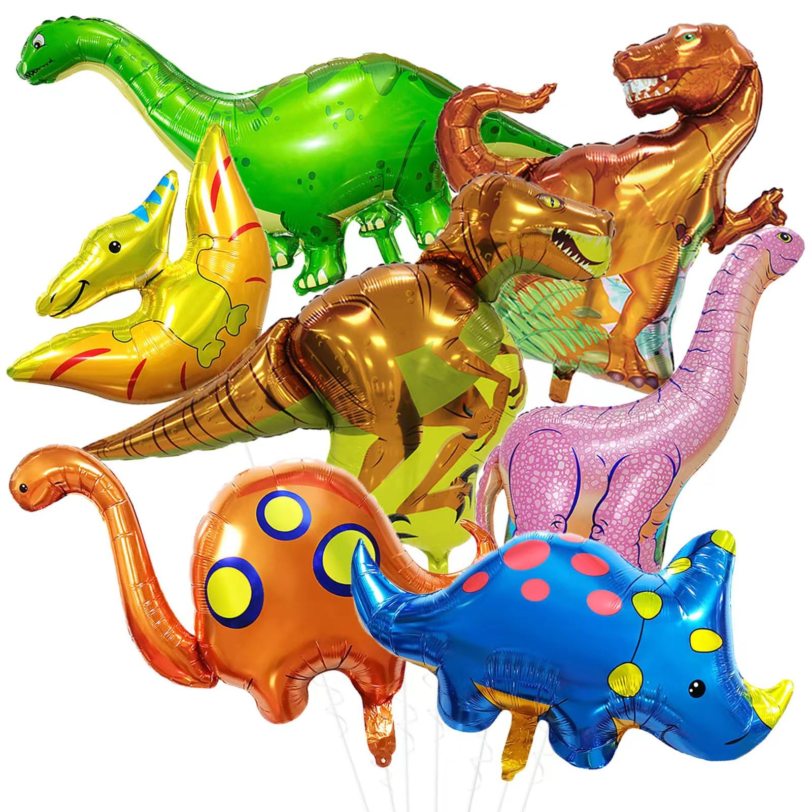 7 Pcs Dinosaur Foil Balloons Giant Dino Mylar Helium Balloons Dinosaur Birthday Balloon for Jungle Dino Theme Party Baby Shower Decorations Supplies