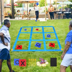 CWLAKON Outdoor Giant Tic Tac Toe Bean Bag Toss Games for Kids Adults Family, Large Outside Lawn Yard Backyard Carnival Field Day Game, Birthday Party Family Reunion Games Playground Fitness Equipment