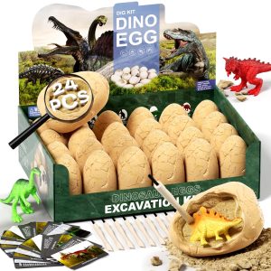 24 Dinosaur Eggs Dig Kit Toys for Kids, Excavation Kit with Magnifier