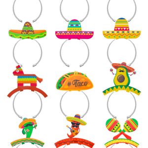 12 PCS Colorful Patterned Cardboard Sombrero Hats, Fiesta Headbands for Mexican Theme Celebration Party Favors
