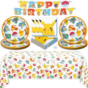 Pokemon Birthday Decorations Party Supplies with Banner & Tablecloth | Officially Licensed Pokemon Party Decorations…