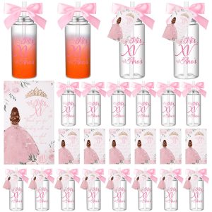 Honeydak 25 Sets Quinceanera Party Favors Tumbler Lids Straws,Pink