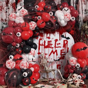 Adeyoo Scary Bloody Halloween Balloon Garland Arch Kit, Halloween Decor