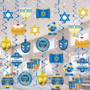 36 PCS Hanukkah Decorations Hanging Swirls