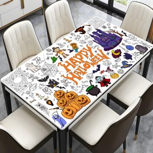Giant Halloween Coloring Poster - 31 x 72 Inch Large Happy Halloween Coloring Tablecloth, DIY Colorable Table Cover Jumbo Banner Wallpaper Craft for Kids Activities Games Party Favors Supplies Decor