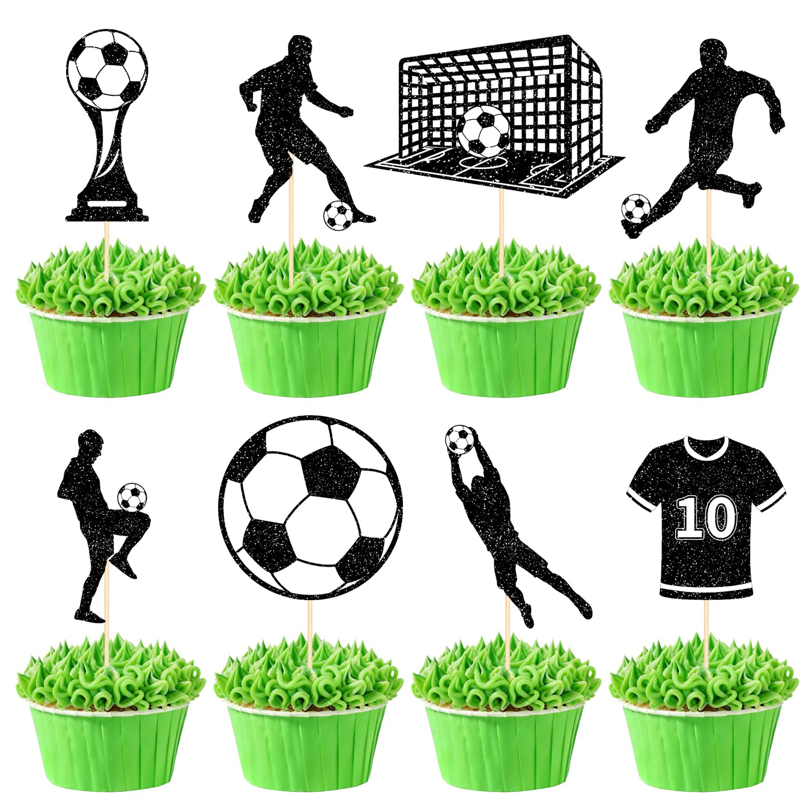 Hooqict 40Pcs Soccer Ball Cupcake Toppers Soccer Birthday Cake Topper Decorations Cupcake Picks for Kids Boys Men Sports Theme Birthday Party Decorations Game Day Party Supplies