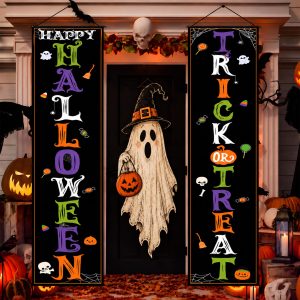 OHOME Halloween Decorations - Trick or Treat Porch Banner for Indoor Outdoor Outside | Halloween Party Decorations Favors Supplies for Birthday - Hanging Backdrop Garland for Door Wall Home Office