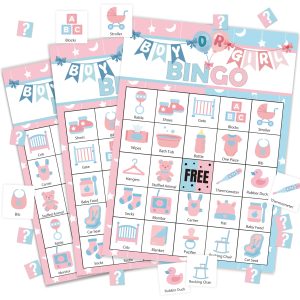 wenhihsiy Gender Reveal Bingo Game Cards, Neutral Bingo Cards Game for Adults, Holidays Friends Gatherings, Ideal for Baby Shower Party Game, 24 Players Gender Reveal Party Supplies Favors, 011