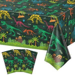 3 Pack Dinosaur Plastic Tablecloth, Disposable Dinosaur Party Table Cloth