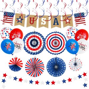 28 PCS 4th of July Decorations, Patriotic Party Supplies for Memorial Day