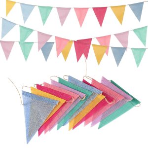 Pennant Banner Flags Pastel for Birthday Classroom Outdoor 4 Strings