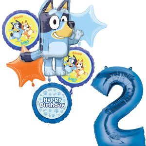 Anagram Bluey 2nd Birthday Party Supplies Foil Balloon Bouquet Decorations