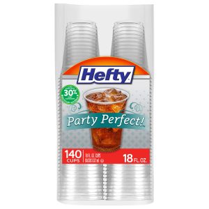 Hefty Party Perfect Clear Plastic Cups, 18oz, 140ct | Bulk Clear Disposable Party Cups, Premium Look, Shatter…