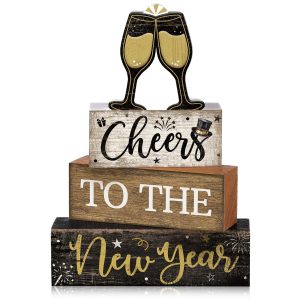 Moucuny 4 Pcs New Year Table Decorations 2027 Cheers to The New Year Signs