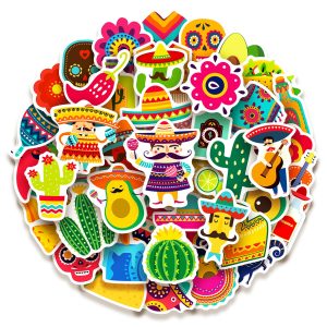 100 Pack Mexican Fiesta Stickers, Mexican Taco Cinco De Mayo Party Favors, Party Decorations