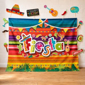 Fiesta Theme Photography Backdrop & Studio Props Kit, Cinco De Mayo Party Decorations, Mexican Photo Booth Background for Pictures, Summer Pool Mexicana Birthday Party Supplies
