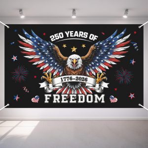 250th Anniversary Decorations - 4th of July Backdrop for 1776-2026 America Merchandise Patriotic USA Freedom Photo Booth Background Banner for Home Indoor Outdoor,Fourth of July Accessories