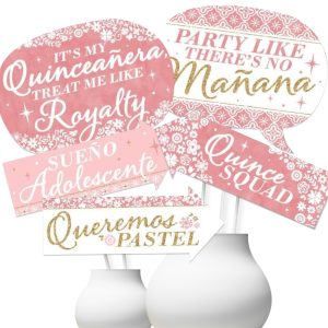 Funny Mis Quince Anos - Quinceanera Photo Booth Prop Kit, DIY Setup - 10pc