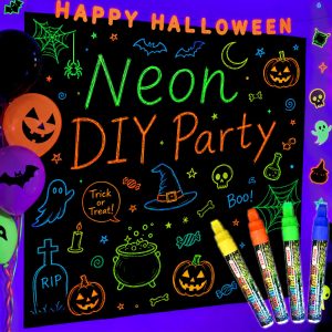 Mega-L Glow in the Dark Party Supplies, Neon DIY Backdrop, 5.9 x 5.2 Ft