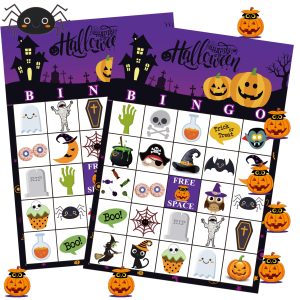 Funnlot Halloween Bingo Game for 24 Players, Party Games for Kids Classroom