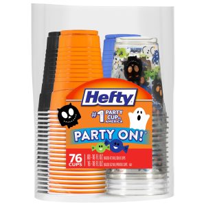 Hefty Party On Disposable Cups, Assorted Halloween Colors and Print, 76ct