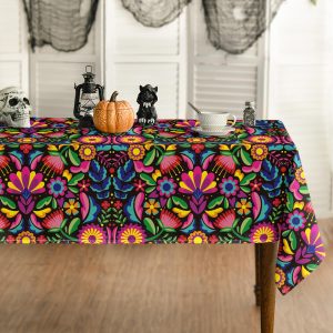 Horaldaily Mexico Tablecloth, Dia De Los Muertos, 60x84 Inch Rectangular