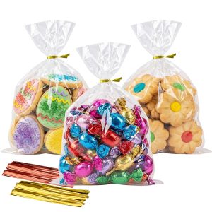 Morepack Cellophane Treat Bags 5x7 In 200 PCS Cookie Bags with Twist Ties