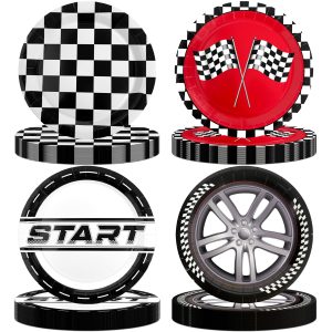 ITTEBISS 48PCS Race Car Party Plates 7" Race Car Birthday Party Decorations