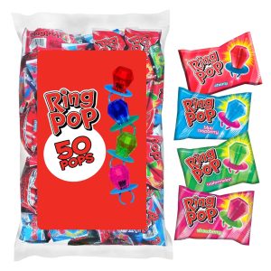 Ring Pop Halloween Candy Lollipops, 50 Count, Bulk Assorted Party Favors
