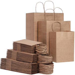 FACEBAG 90-Pack Brown Kraft Paper Bags with Handles Bulk, Assorted Sizes Gift Bags,Grocery,Retail,Party,Birthday,Shopping,Business,Goody,CraftMerchandise Take Out Sacks