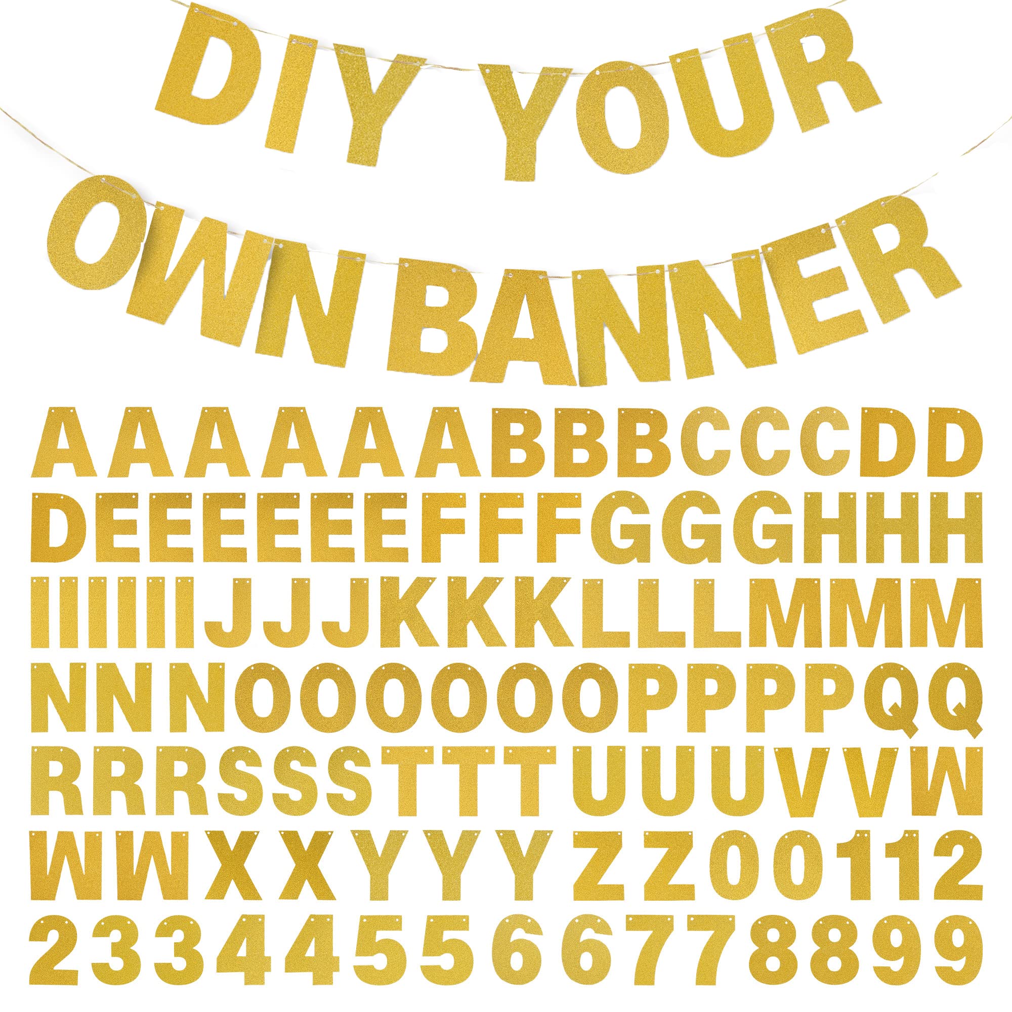DIY Banner Kit with Letters Glitter Banner Letters Customizable Birthday Banners Graduation Banner Custom Party Hanging Banner for Graduation Wedding Party Baby Shower Decoration(Gold)