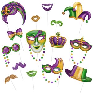 Cheerland Clearance Masquerade Party Photo Booth Props Mardi Gras Photo Prop Carnival Party Decorations New Orleans Theme Favors for Birthday Classroom Bachelorette Venetian Mask Party Supplies