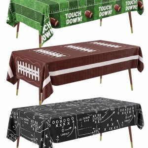 Pureegg Football Plastic Table Cloth Disposable 54x108 3 Pack Table Cover