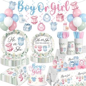 Yingoto 215PCS He or She Gender Reveal Decorations Serves 25