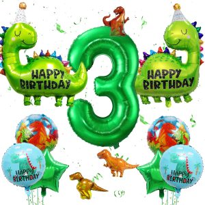 Dinosaur Birthday Decorations for Boys, 17 Piece Jungle Party Balloons Set