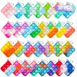 Pop Fidget Toys Bulk Its Party Favors for Kids 30 Pack Mini Pop Keychain It | Christmas Stocking Stuffers for Kids…