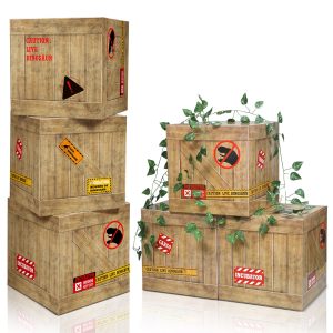 Bucherry 6 Pcs Dinosaur Party Decorations Dino Theme Boxes, Light Brown