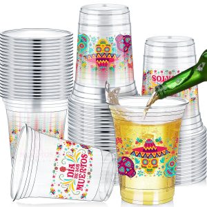 Pickmesh 50 Pcs Day Of The Dead Cups 12 oz Skull Cup