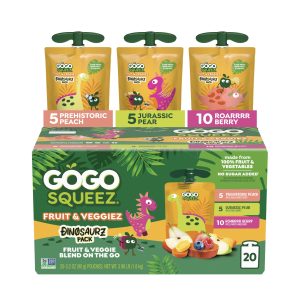 GoGo squeeZ No Sugar Added Jurassic Fruit & veggieZ Applesauce, 20 Count