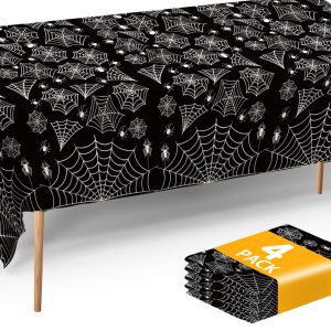 Halloween Tablecloth Plastic Black Spider Web Disposable Table Cover