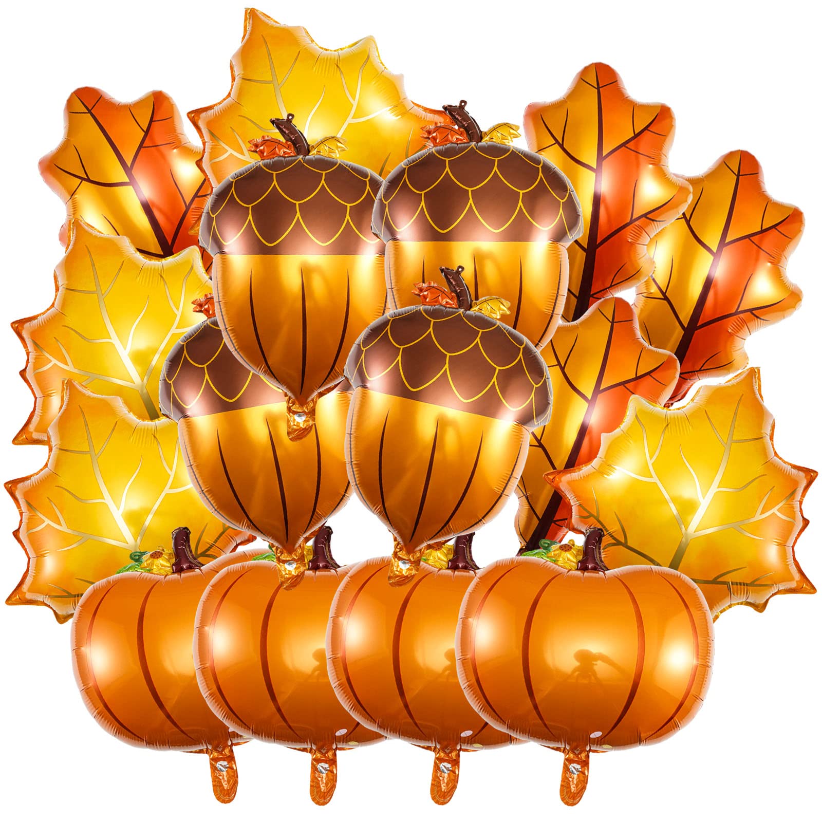 16 Pcs Fall Balloons - Thanksgiving Balloons with Pumpkin, Acorn & Maple Leaf Designs for Fall, Thanksgiving, Autumn Harvest, Birthday, Wedding Parties