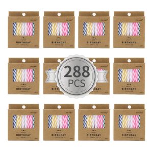 PHD CAKE 288-Count Multicolored Spiral Birthday Candle, Birthday Candles for Cake, Cupcake Candles, Party Celebration