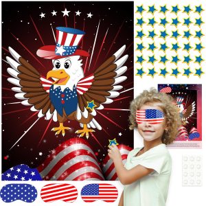 ASTARON 4th of July Patriotic Party Game for Kid Pin The Tail on The Eagle