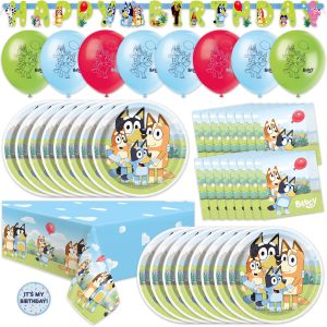 Bluey Birthday Decorations, Party Supplies with Balloons and Tablecloth