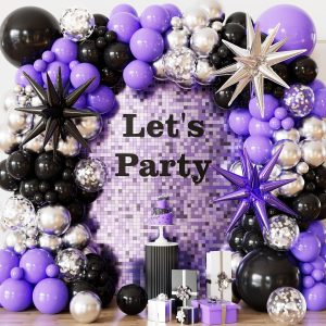 Butterfly Balloon Arch Garland Kit,129 Pcs Purple Balloons with Big Butterfly Foil Balloons Decorations for Girl Birthday Wedding Baby Bridal Shower Party Supplies