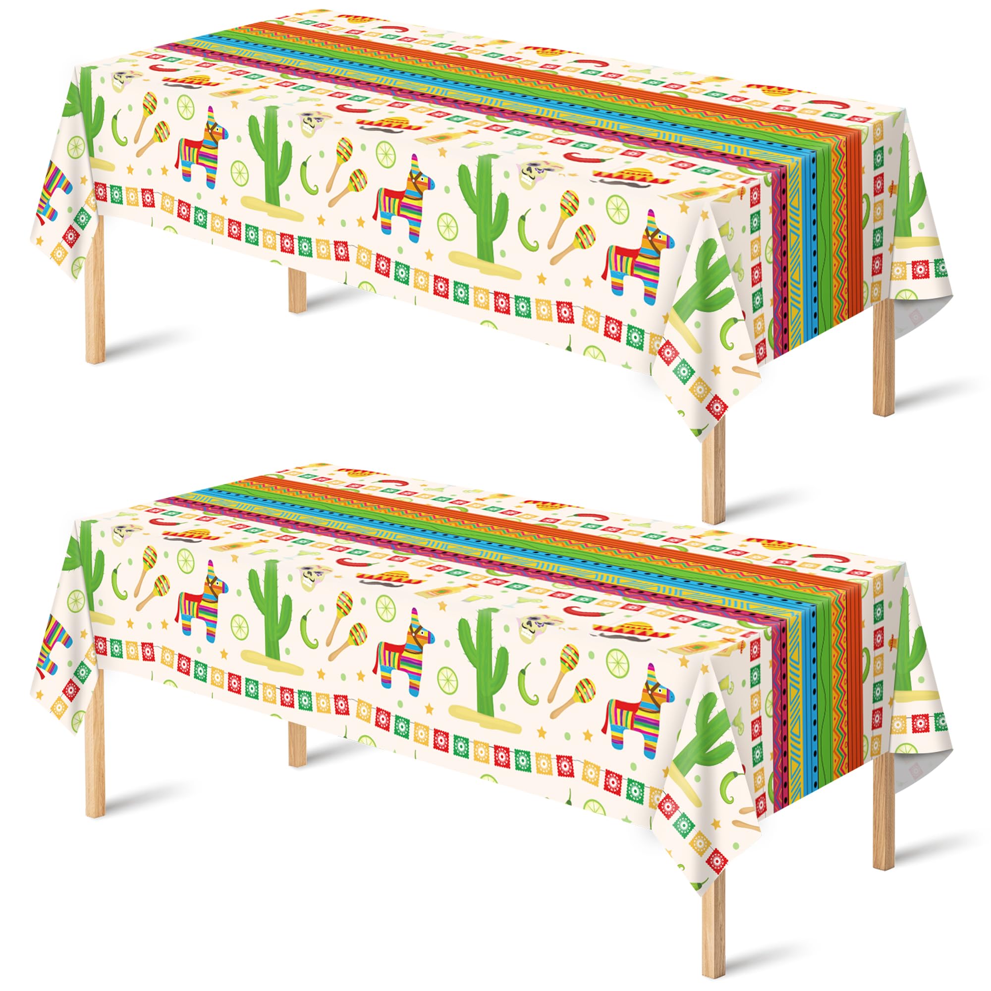 Cinco De Mayo Decorations - Fiesta Mexican Party Tablecloth | Cinco De Mayo Table Decorations for Taco Party - Mexican Theme Birthday Fiesta Party Favors Accessories for Home Dining Kitchen,2 Pack